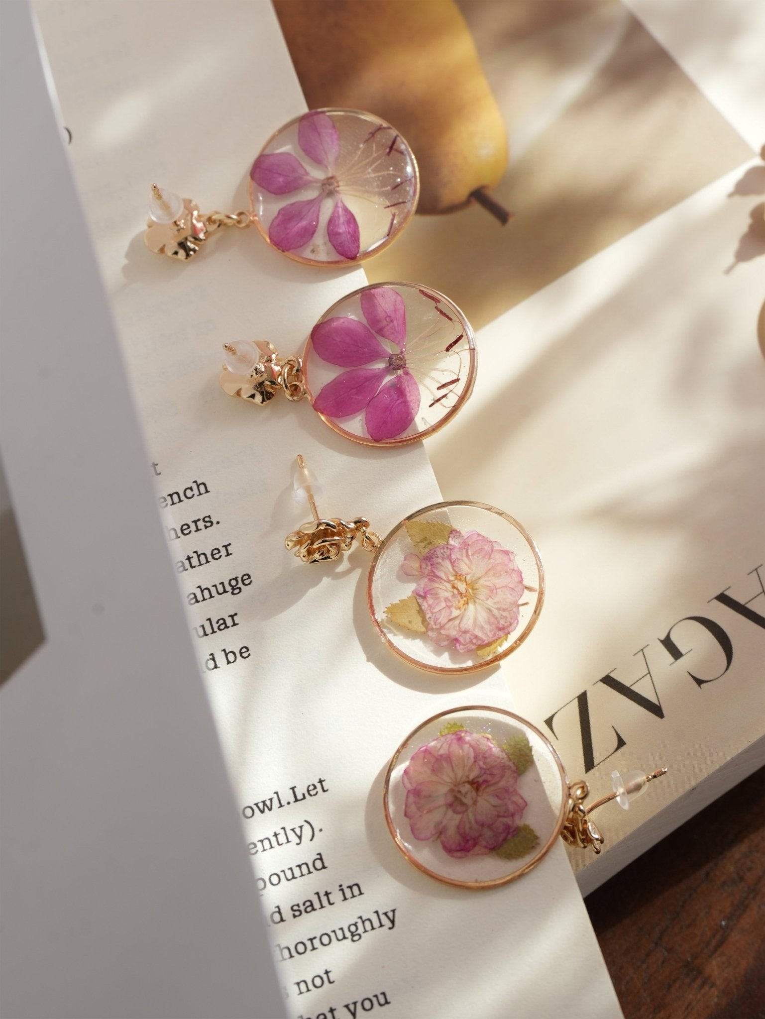 "The Secret Garden" Pressed Flower Earring Set